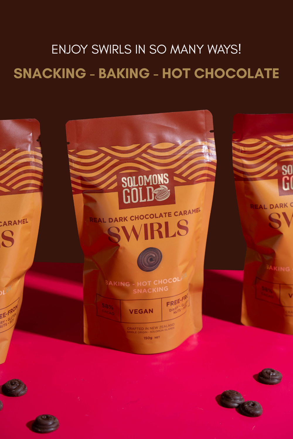 Dark Chocolate Swirls Caramel 58% - 150g