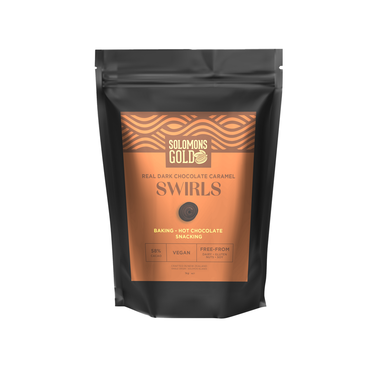Dark Chocolate Swirls Caramel 58%, 1kg